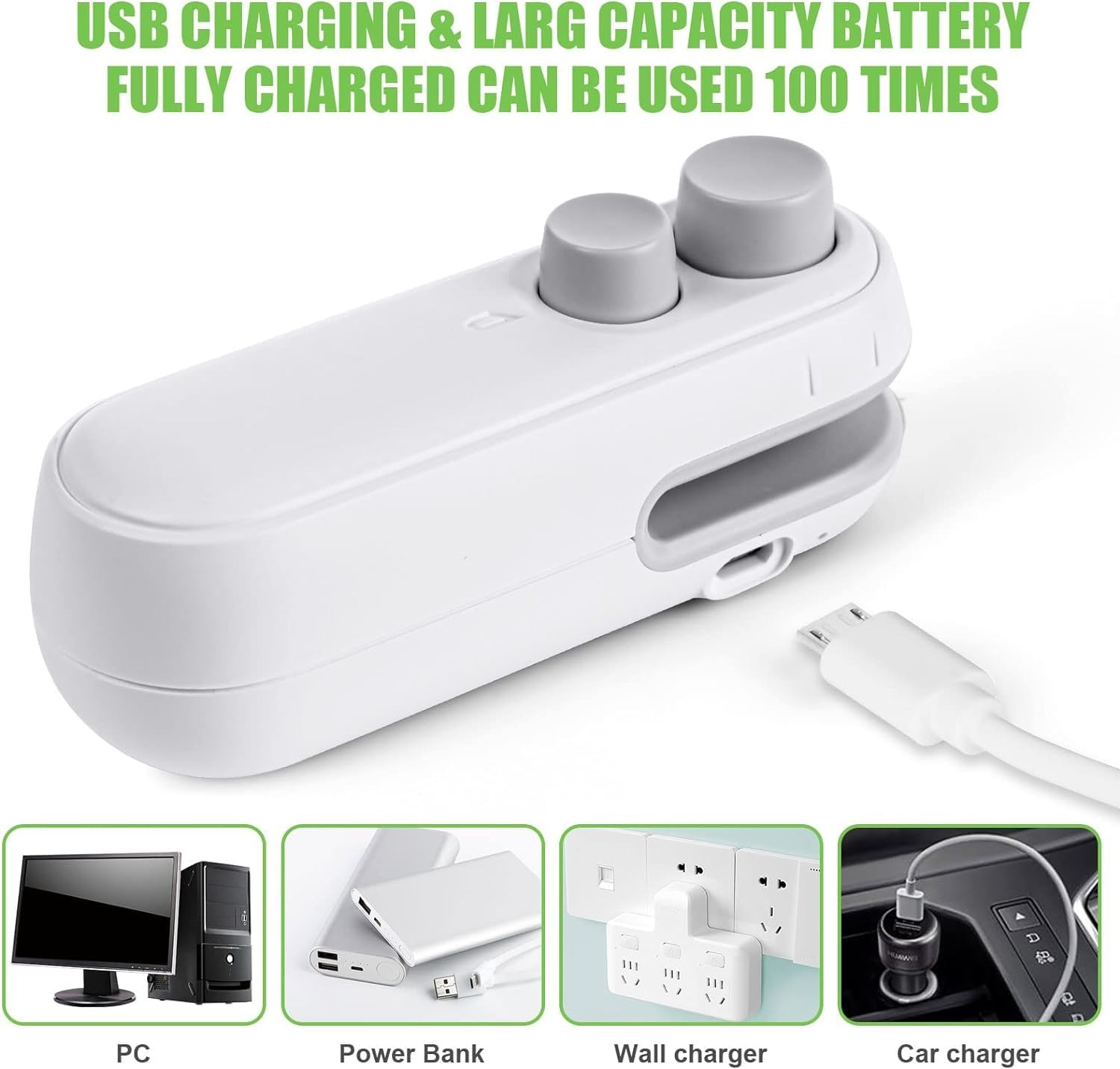 1 Pc Mini Heat Sealing Machine 2-In-1 Cutter & Sealer | USB Rechargeable Food Bag Sealer (Random Color)