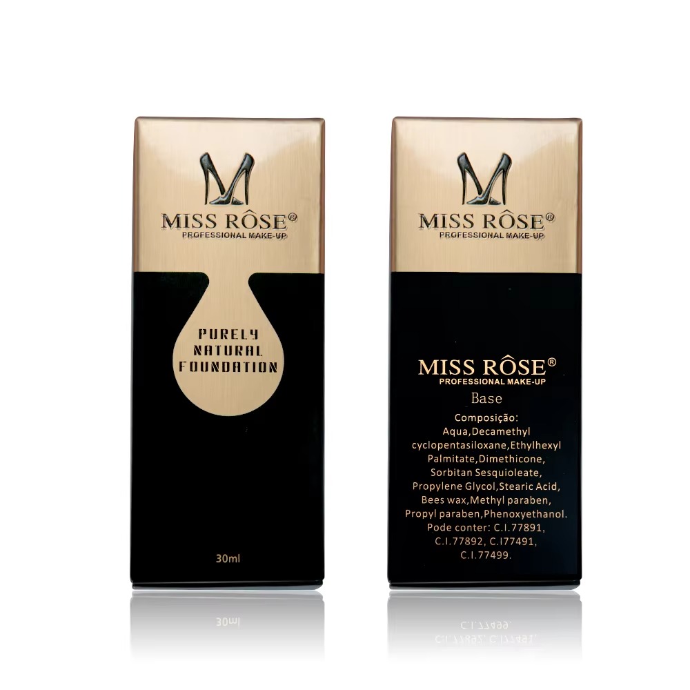 Miss Rose Purely Natural Liquid Foundation 30ml – Long Lasting Lightweight Full Coverage Foundation (Shade F2)