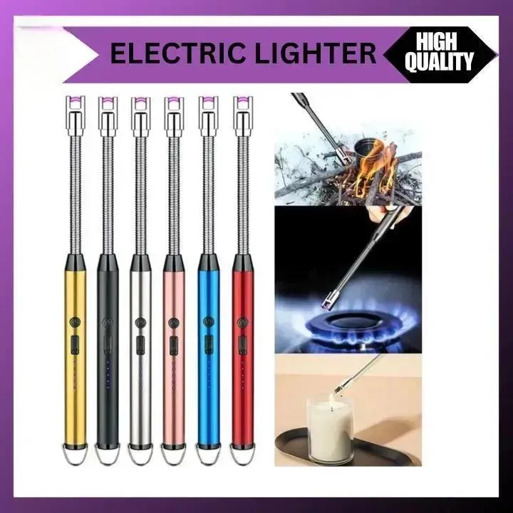 USB Rechargeable Electric Arc BBQ Lighter with 360° Flexible Neck & LED Indicator