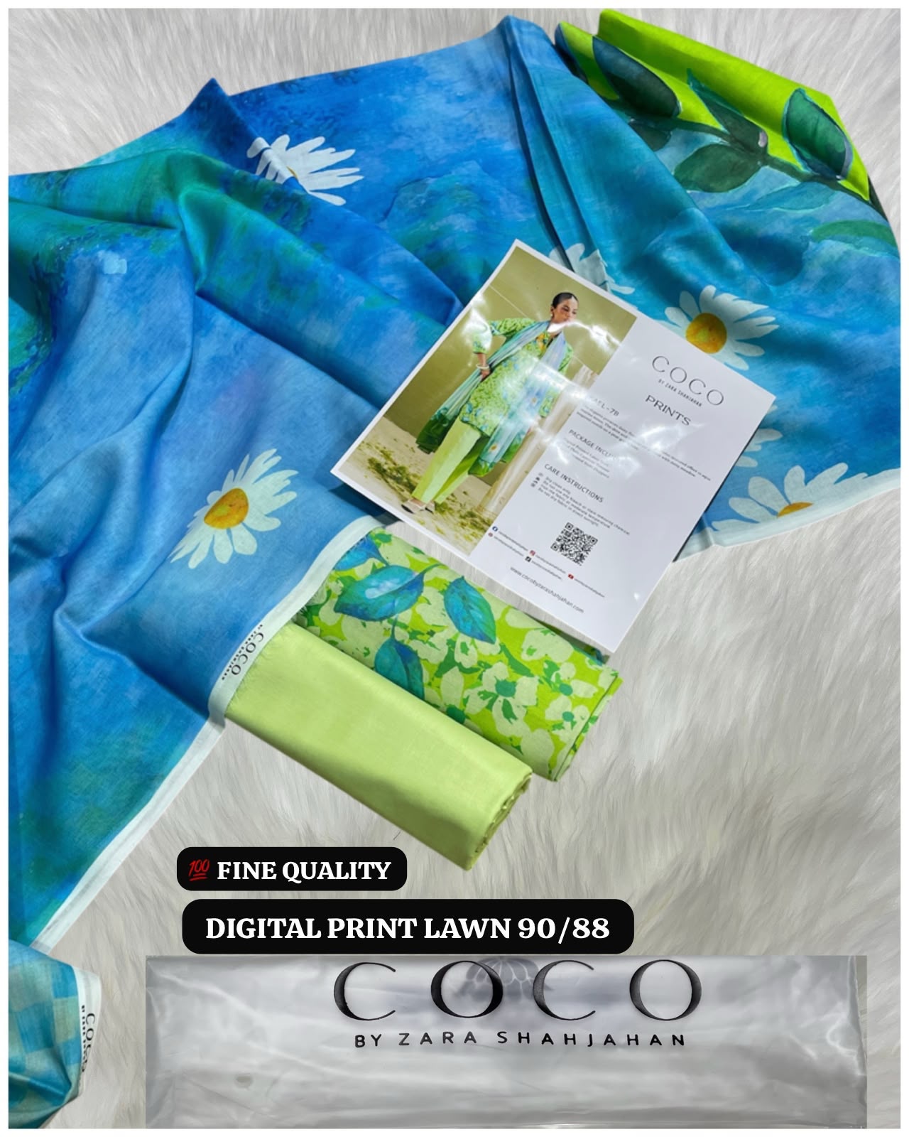 CoCo by Zara Shahjahan Premium Digital Print Airjet Lawn 90/88 Volume