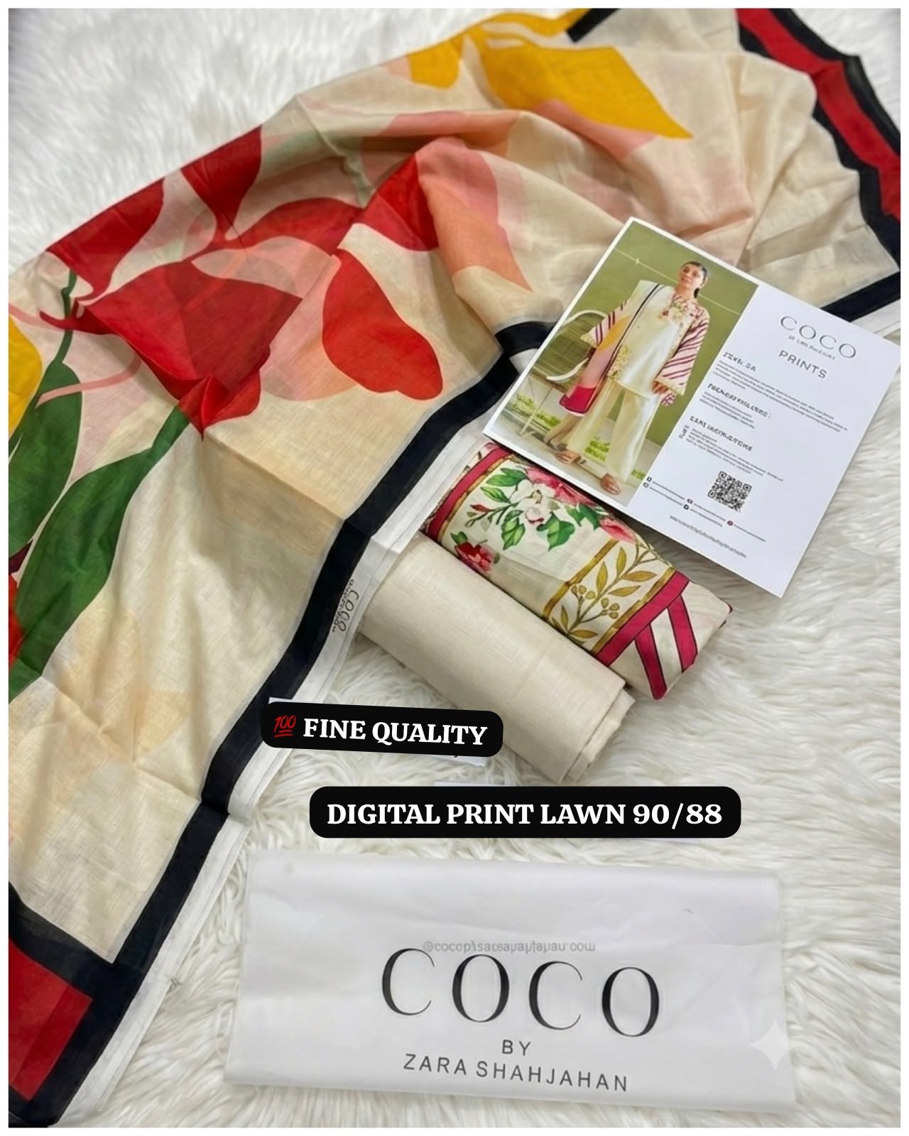 CoCo by Zara Shahjahan Premium Digital Print Airjet Lawn 90/88 Volume