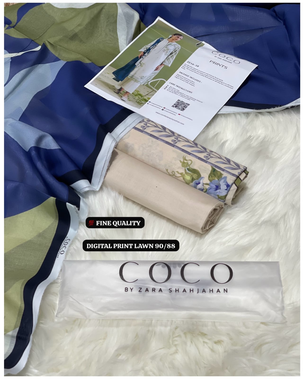 CoCo by Zara Shahjahan Premium Digital Print Airjet Lawn 90/88 Volume