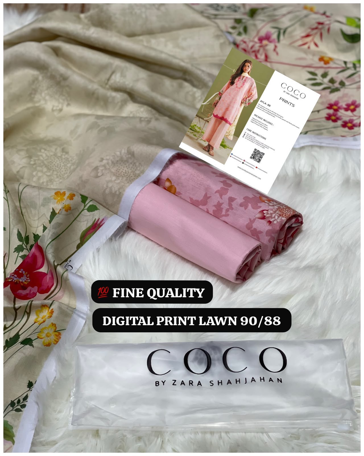 CoCo by Zara Shahjahan Premium Digital Print Airjet Lawn 90/88 Volume